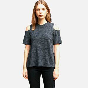 Rebel Sugar Women’s Medium Cold Shoulder Top Black Gray Heathered Lightweight